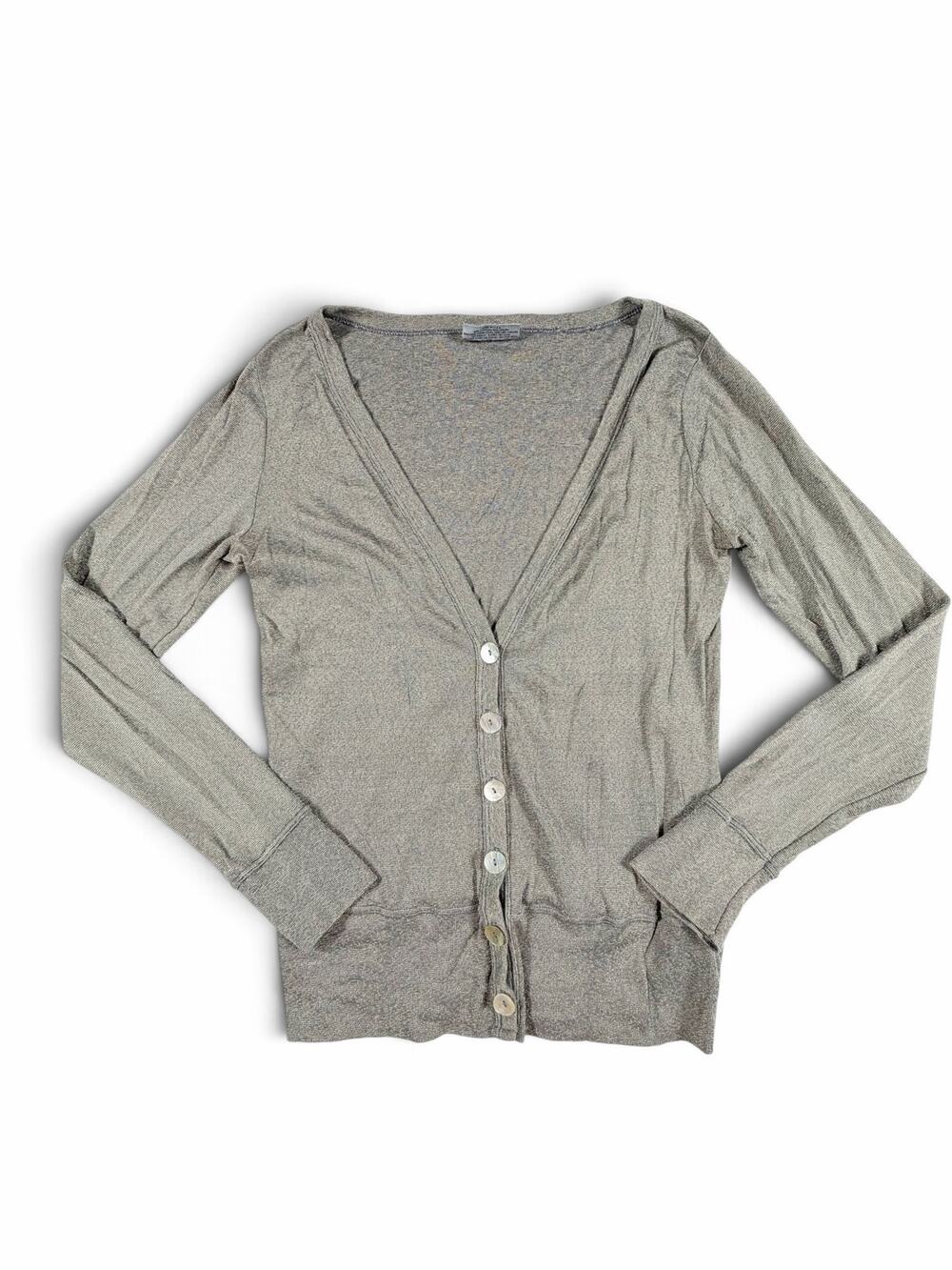 Michael Stars Women’s Metallic Button Front Cardigan Blue Gold One Size
